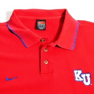 Nike Men's Sz XL KU Jayhawks Short Sleeve Red Polo